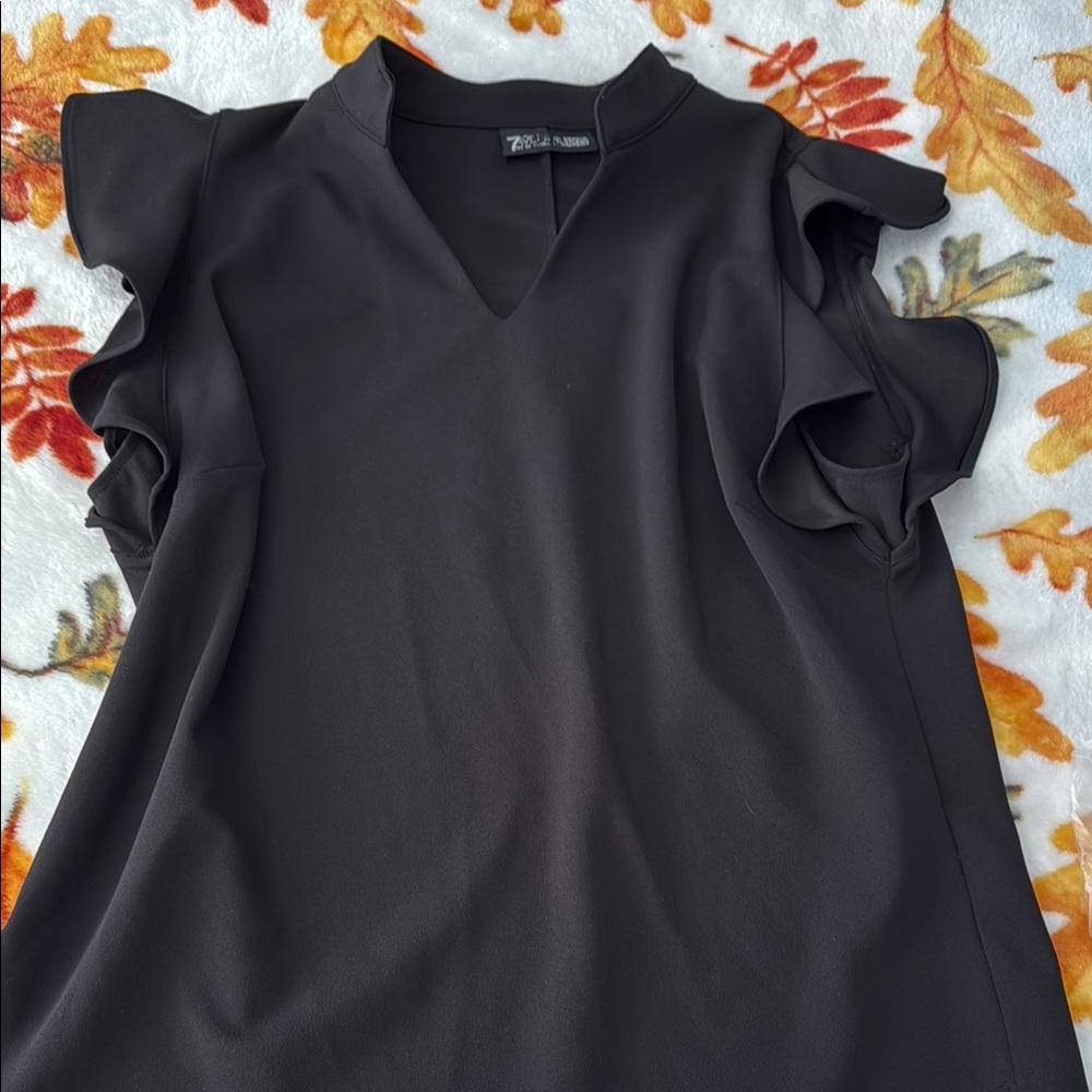 Black Ruffle Sleeve Blouse